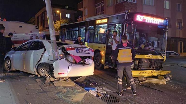 atasehirde iett otobusu ile araba carpisti 4 yarali 0