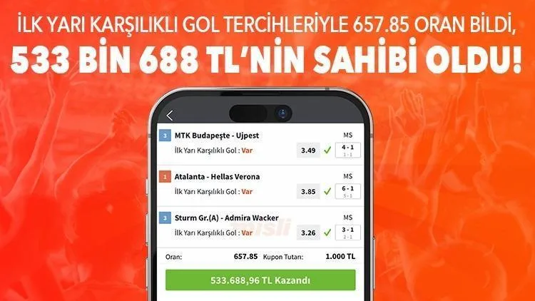 birinci yari karsilikli gol tercihleriyle 65785 oran bildi 533 bin 688 tlnin sahibi oldu i4OaCwXn jpg