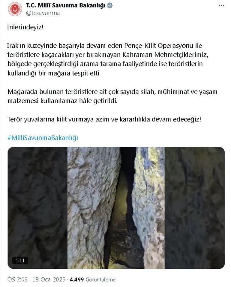 MSB duyurdu: Irak'ın kuzeyinde teröristlerce kullanılan mağara tespit edildi 2 msb duyurdu irakin kuzeyinde teroristlerce kullanilan magara tespit edildi 0 sCUkYMA2