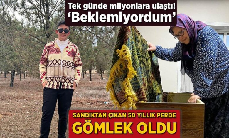 Sandıktan çıkan 50 yıllık perde, gömlek oldu! Tek günde milyonlara ulaştı: 'Beklemiyordum' 1 sandiktan cikan 50 yillik perde gomlek oldu tek gunde milyonlara ulasti beklemiyordum NAt2Y2Ab