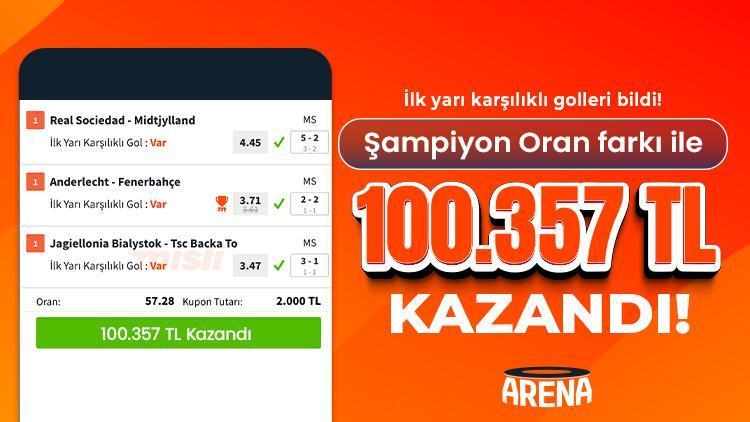 birinci yari karsilikli golleri bildi sampiyon oran farki ile 100357 tl kazandi wiHfS8If