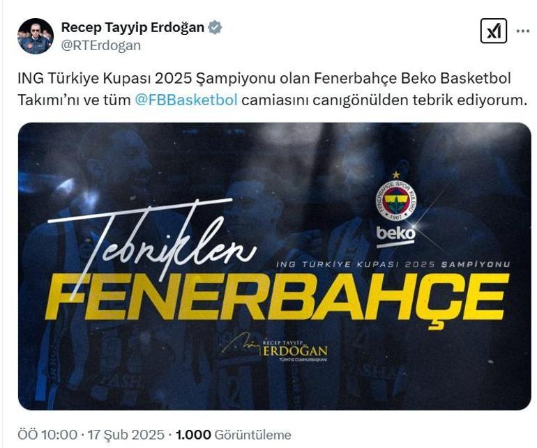 Cumhurbaşkanı Erdoğan'dan Fenerbahçe Beko'ya tebrik! 2 cumhurbaskani erdogandan fenerbahce bekoya tebrik 0 5Vgld2iZ