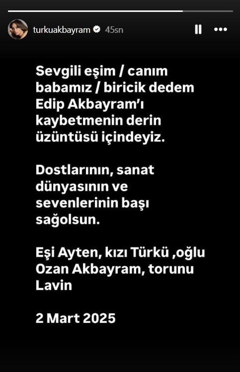 Edip Akbayram'ın eşi Ayten Akbayram'dan duygusal paylaşım! 'Buraya kadarmış öbür yarım' 2 edip akbayramin esi ayten akbayramdan duygusal paylasim buraya kadarmis obur yarim 0 iWRNr1QX