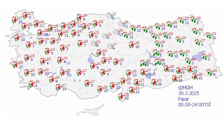 Meteoroloji'den peş peşe açıklama! Gök gürültülü sağanak yağış ve fırtına uyarısı! İşte 29 Mart Cumartesi günü vilayet il hava durumu rapoları... 4 meteorolojiden pes pese aciklama gok gurultulu saganak yagis ve firtina uyarisi iste 29 mart 8NOTNYG7