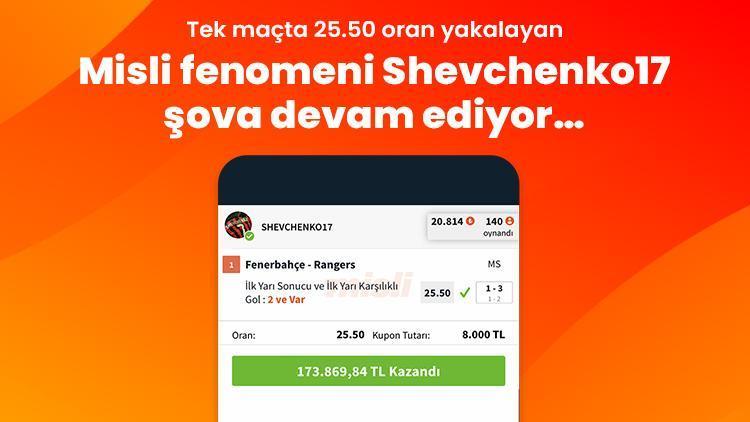 tek macta 2550 oran yakalayan misli fenomeni shevchenko17 gosteriye devam ediyor WseWDFWi