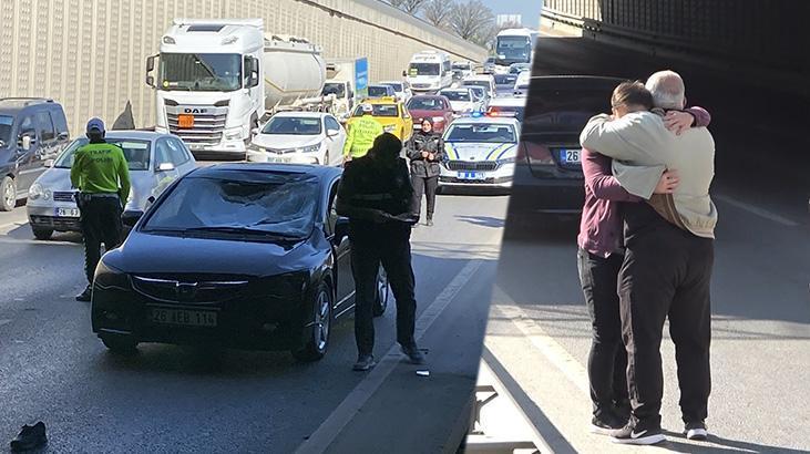 Polisten kaçarken üst geçitten atladı, arabanın üzerine düştü! Şoför şoka girdi 1 polisten kacarken ust gecitten atladi arabanin uzerine dustu sofor soka girdi