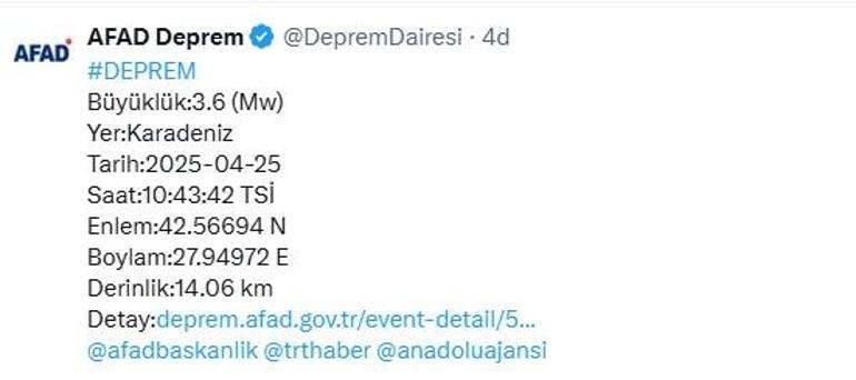 Son dakika: Bir sarsıntı de Karadeniz'de! AFAD'dan açıklama 2 son dakika bir sarsinti de karadenizde afaddan aciklama 0 4BHrZBz9
