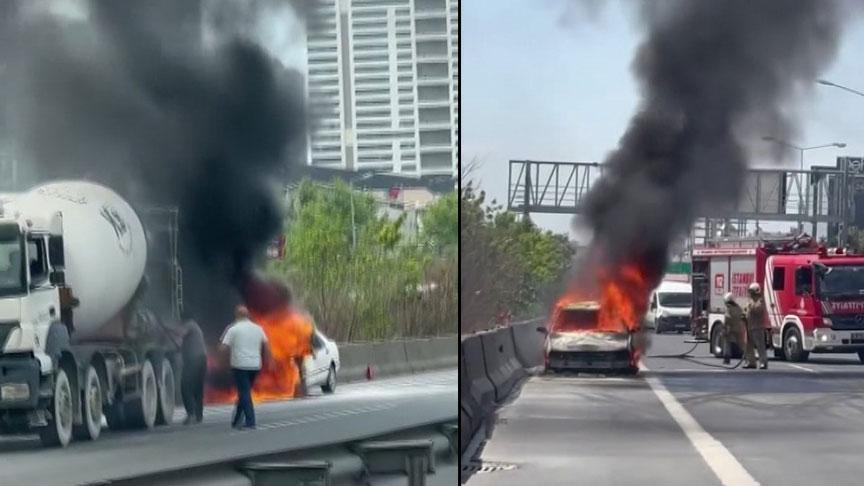 Basın Ekspres yolunda dehşet anları! Araç hurdaya döndü: ‘Yangın tüpü yok, olanlar da boş’