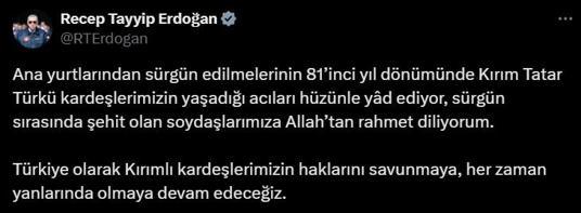 Cumhurbaşkanı Erdoğan'dan Kırım Tatar Sürgünü paylaşımı 2 cumhurbaskani erdogandan kirim tatar surgunu paylasimi 0 JunrrggR