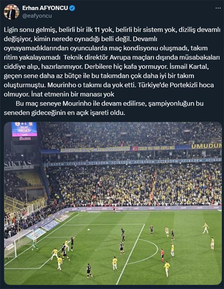 Fenerbahçe - Beşiktaş sonrası ünlü tarihçi Erhan Afyoncu'dan Mourinho çıkışı: İnat etmenin manası yok 3 fenerbahce besiktas sonrasi unlu tarihci erhan afyoncudan mourinho cikisi inat etmenin manasi yok nG7itKqW