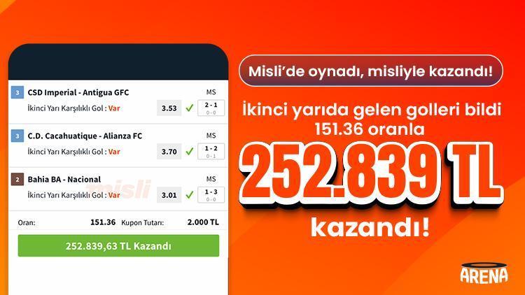 İkinci yarıda gelen golleri bildi 151.36 oranla 252.839 TL kazandı! 1 ikinci yarida gelen golleri bildi 15136 oranla 252839 tl kazandi dSqaNBQ4