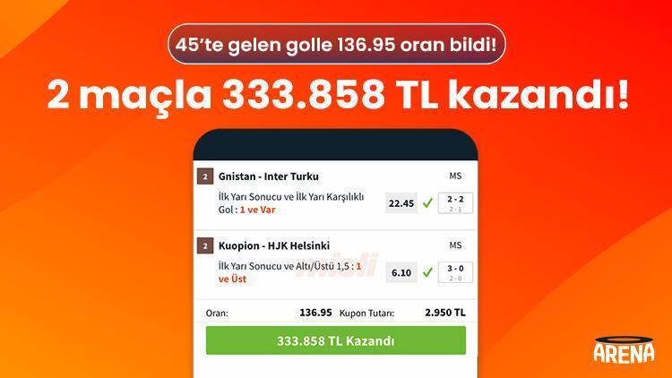 45’te gelen golle 136.95 oran bildi! 2 maçla 333.858 TL kazandı! 1 45te gelen golle 13695 oran bildi 2 macla 333858 tl kazandi PgK82EfW