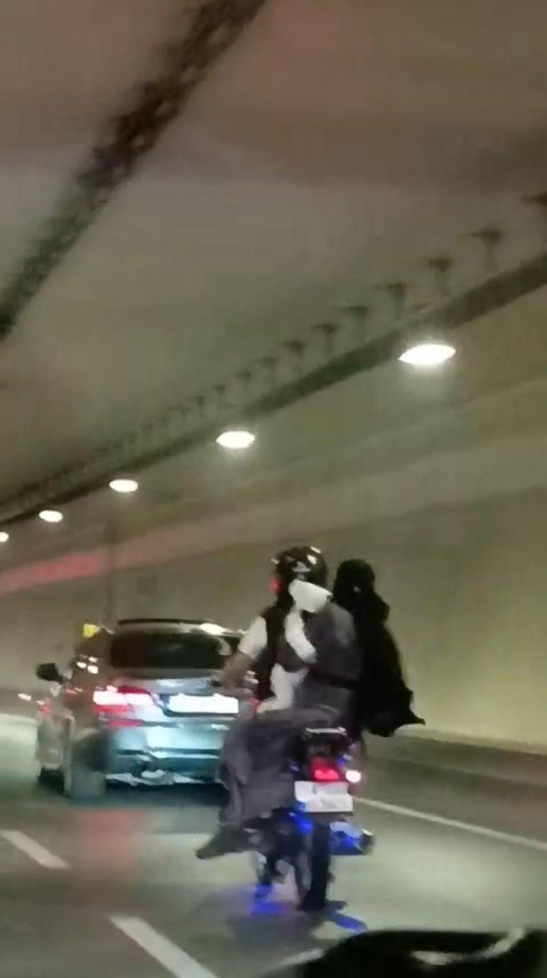 Avrasya Tüneli'nde tehlikeli seyahat: 1'i bebek 3 kişi motosiklet üzerinde 4 avrasya tunelinde tehlikeli seyahat 1i bebek 3 kisi motosiklet uzerinde 2 7QKGPQqp