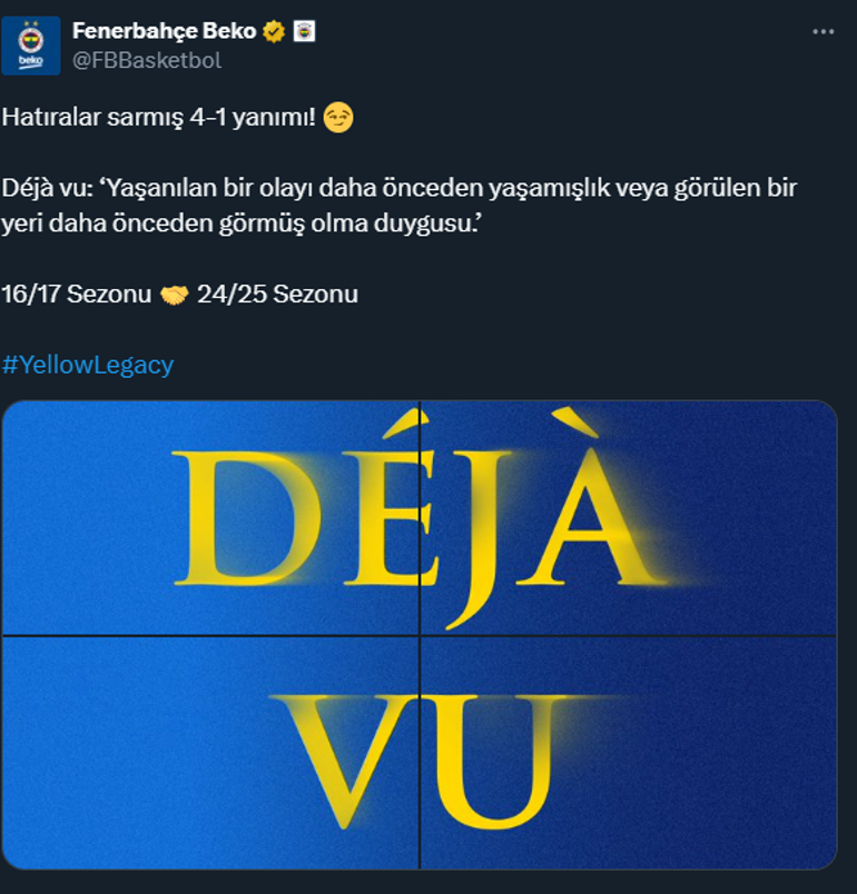 Fenerbahçe Beko'dan şampiyonluk sonrası Beşiktaş'a gönderme: Dejavu! 2 fenerbahce bekodan sampiyonluk sonrasi besiktasa gonderme dejavu 0 sqNhgZEX