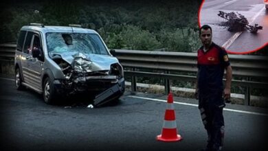 vahim kaza araba ile motosiklet carpisti 1 meyyit 5 yarali 7T497QhX