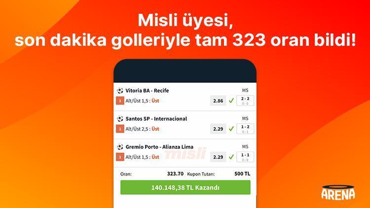 90+’da gelen goller kuponu getirdi… Misli üyesi 323 oranla 140.148 TL kazandı! 1 90da gelen goller kuponu getirdi misli uyesi 323 oranla 140148 tl kazandi 3IvvfLBy