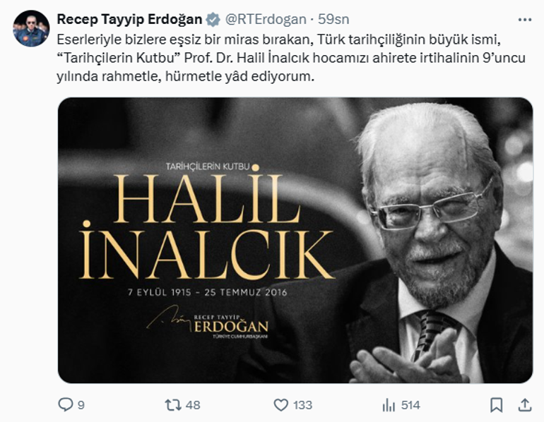 cumhurbaskani erdogan halil inalciki vefatinin 9 yilinda andi 0 FFz73e7a