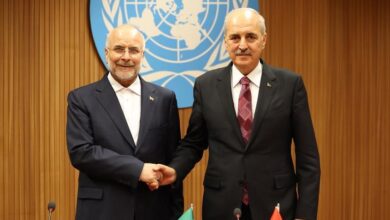 meclis baskani kurtulmus iran islami istisare meclisi lideri ghalibaf ile bir ortaya geldi MNATDrNN