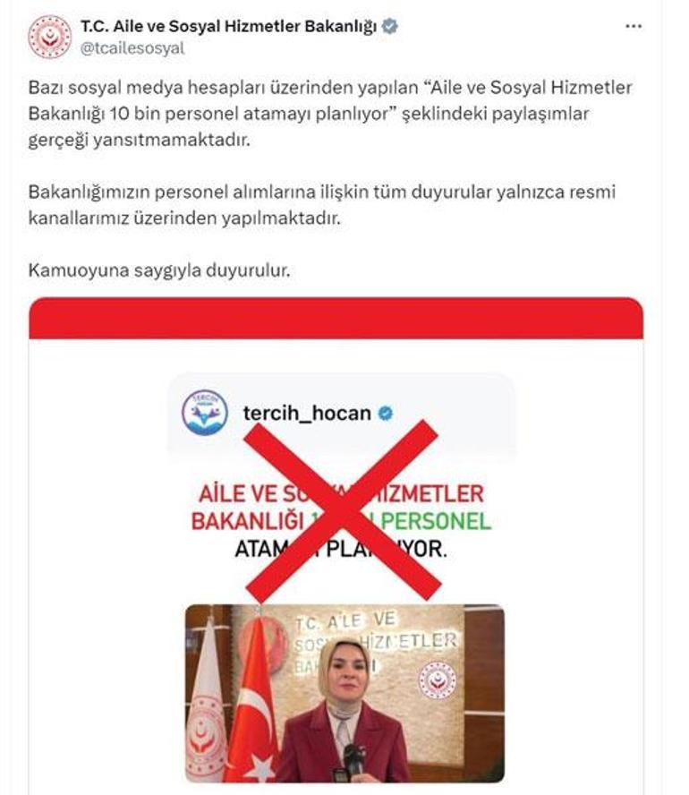 Aile ve Toplumsal Hizmetler Bakanlığı'ndan '10 bin işçi ataması' savına yalanlama 2 aile ve toplumsal hizmetler bakanligindan 10 bin isci atamasi savina yalanlama 0