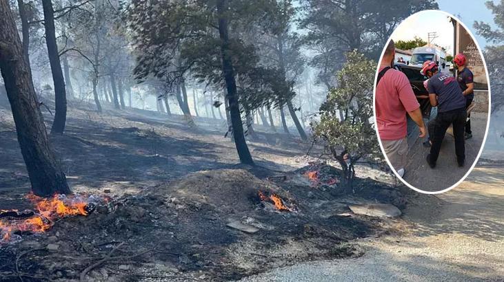 canakkalede orman yanginlari suruyor tahliye calismasina katilan takim alevlerin ortasindan kurtarildi wYKM4y4t