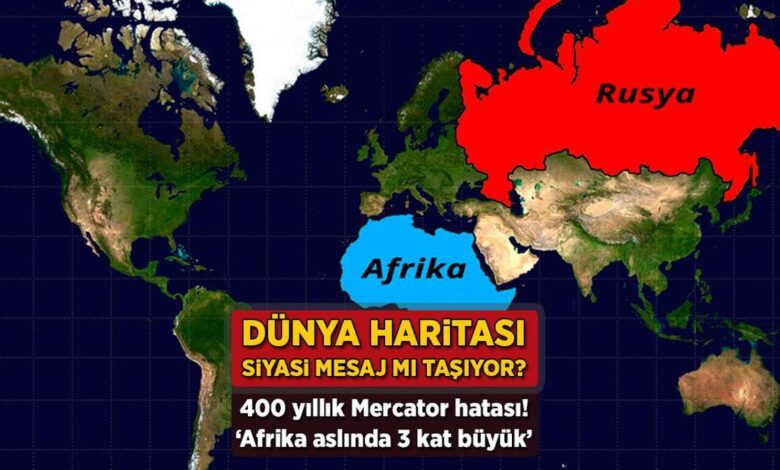 Dünya haritası bildiri mı taşıyor? 400 yıllık Mercator yanlışı: 'Afrika aslında 3 kat büyük' 1 dunya haritasi bildiri mi tasiyor 400 yillik mercator yanlisi afrika aslinda 3 kat buyuk 2lPskOFc