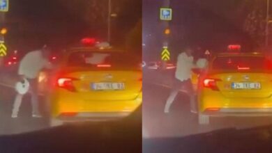 kaskla taksinin camini kirmaya calisti trafikte yol verme hengameleri kamerada UkNp2Wf9