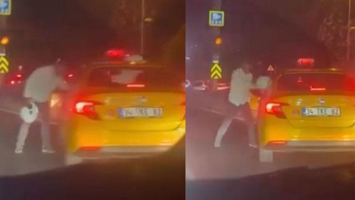 Kaskla taksinin camını kırmaya çalıştı! Trafikte 'Yol verme' hengameleri kamerada 1 kaskla taksinin camini kirmaya calisti trafikte yol verme hengameleri kamerada UkNp2Wf9
