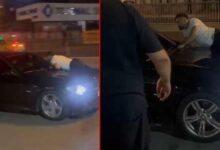 kiskanclik kabusu nisanlisinin icinde bulundugu aracin kaputuna yatti otomobilden in 58QcMdaA