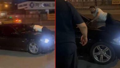 kiskanclik kabusu nisanlisinin icinde bulundugu aracin kaputuna yatti otomobilden in 58QcMdaA