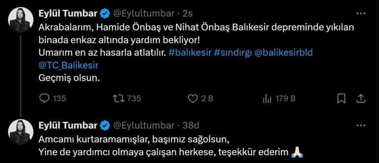 Oyuncu Eylül Tumbar acı haberi paylaştı! Balıkesir'deki zelzelede amcası hayatını kaybetti 2 oyuncu eylul tumbar aci haberi paylasti balikesirdeki zelzelede amcasi hayatini kaybetti 0 v8iWph3G